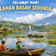 Poster Hari Lahan Basah Sedunia 2 Februari 2026 dengan latar pemandangan alam Indonesia, pegunungan, danau, dan orang di atas perahu.