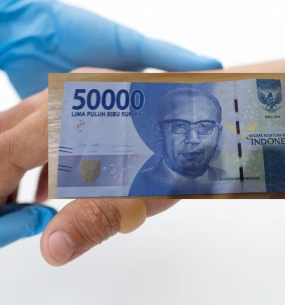 gambar uang 50 k dan tangan yang melepuh