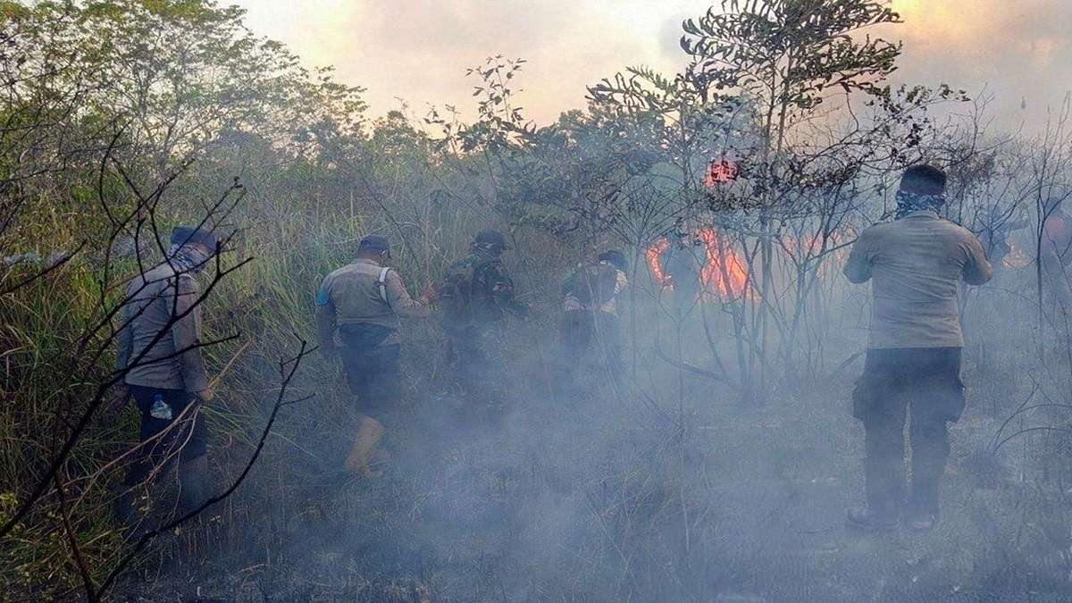 Pemadaman Karhutla Kampar Mencekam 1 Kapolres Dikepung Asap Tebal 51 Pemadaman Karhutla dikelilingi asap tebal, Tim gabungan memadamkan kebakaran hutan dan lahan yang dipenuhi asap putih tebal