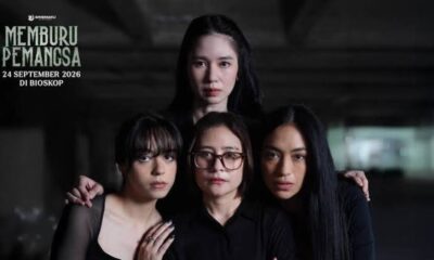 Poster film Memburu Pemangsa yang menampilkan empat orang aktris berbusana hitam dengan latar belakang gelap, serta teks judul film dan tanggal rilis 24 September 2026 di bioskop