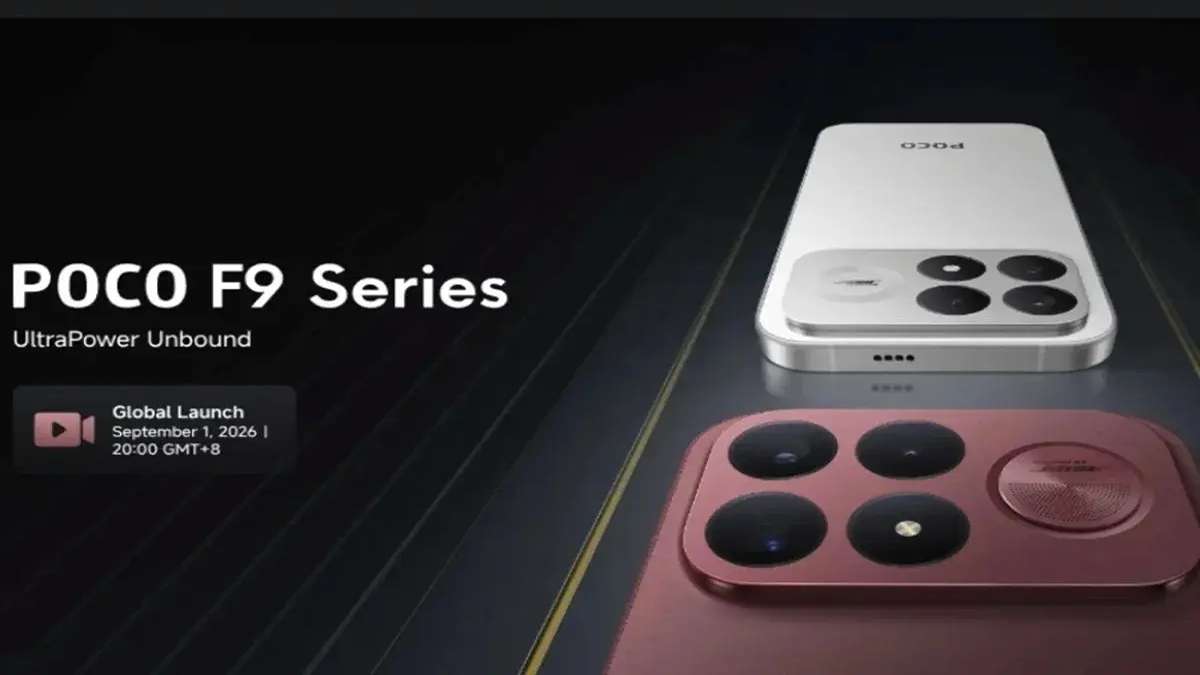 HP POCO F9 Pro dan F9 Ultra Gebrak Pasar dengan Kamera 200 MP dan Baterai Jumbo 51 Poster peluncuran global seri POCO F9 dengan tanggal 1 September 2026 dan gambar modul kamera ponsel