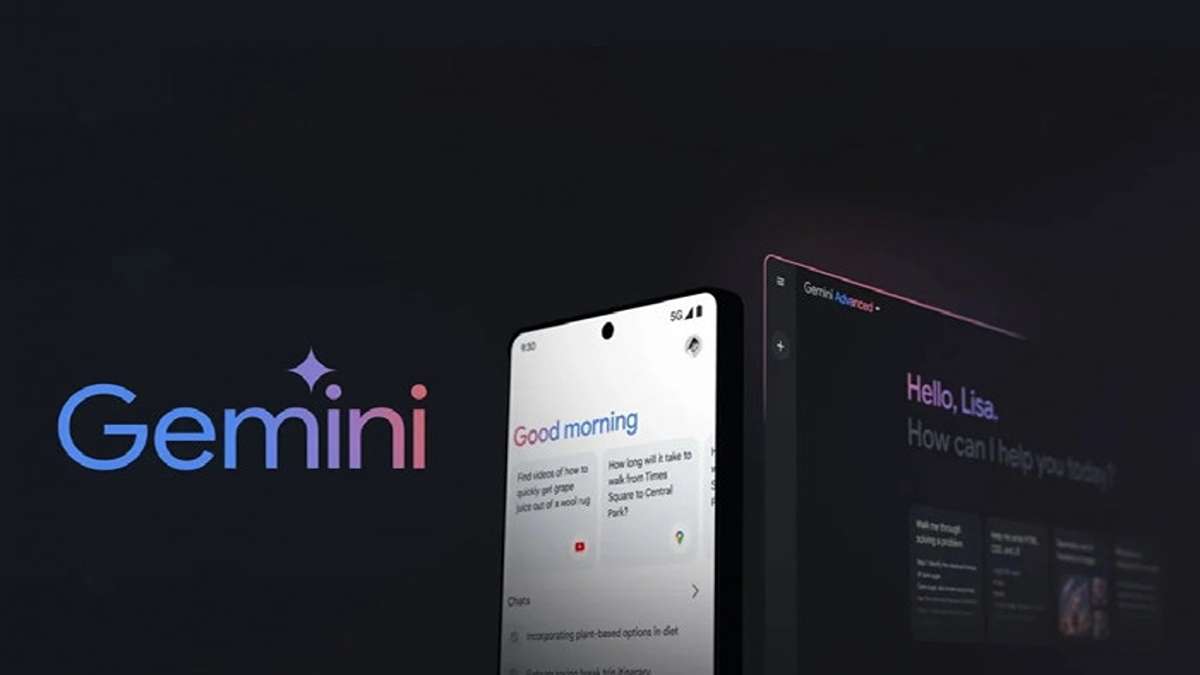 Canggih! Begini Cara Kerja fitur minimize Gemini AI untuk Multitasking 52 Tampilan antarmuka Gemini di perangkat seluler dan komputer dengan logo Gemini di latar belakang gelap