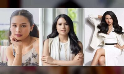Kolase tiga foto Maudy Ayunda dengan berbagai gaya dan pakaian