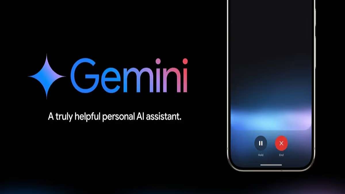 Canggih! Begini Cara Kerja fitur minimize Gemini AI untuk Multitasking 51 Logo Gemini dengan teks A truly helpful personal AI assistant dan tampilan antarmuka asisten suara pada layar ponsel