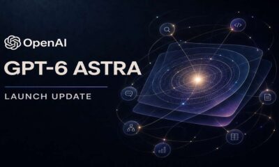OpenAI GPT-6 Astra Launch Update dengan ilustrasi galaksi dan ikon fitur teknologi