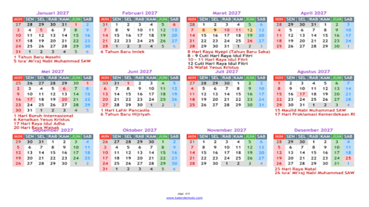 Kalender 2027 Libur Nasional Resmi Terbaru 18 Hari Lengkap 51 images 1