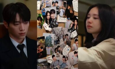 Seo Kang-joon dan Park Eun-bin berhadapan dengan papan kolase foto di tengah